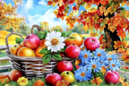 Apples and flowers large-piece jigsaw puzzle for seniors