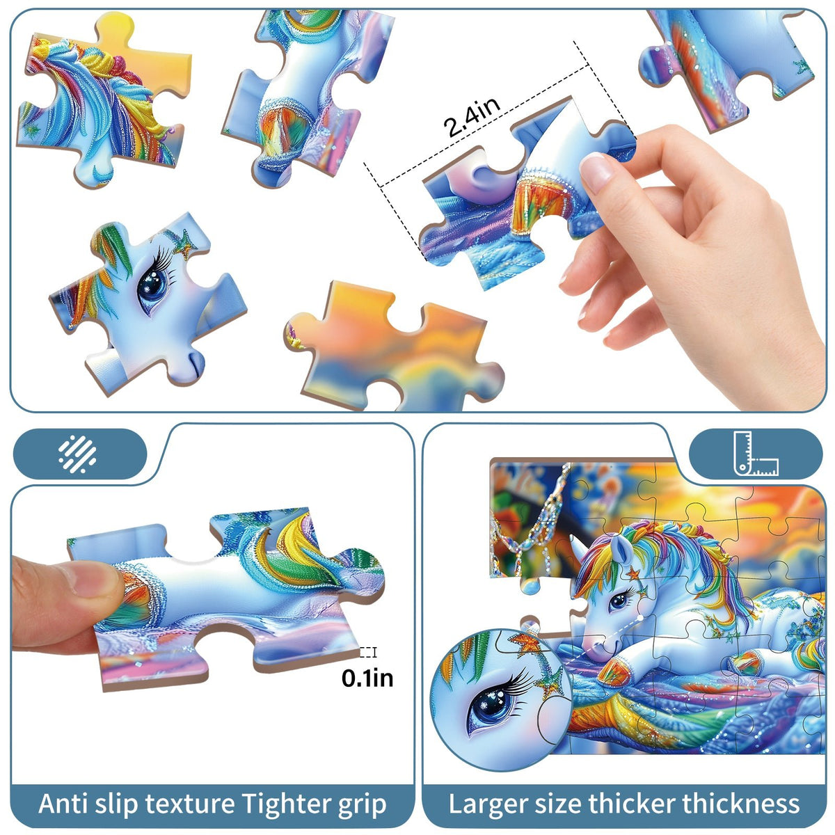 Easy-grip thick large jigsaw pieces with anti-slip texture for seniors