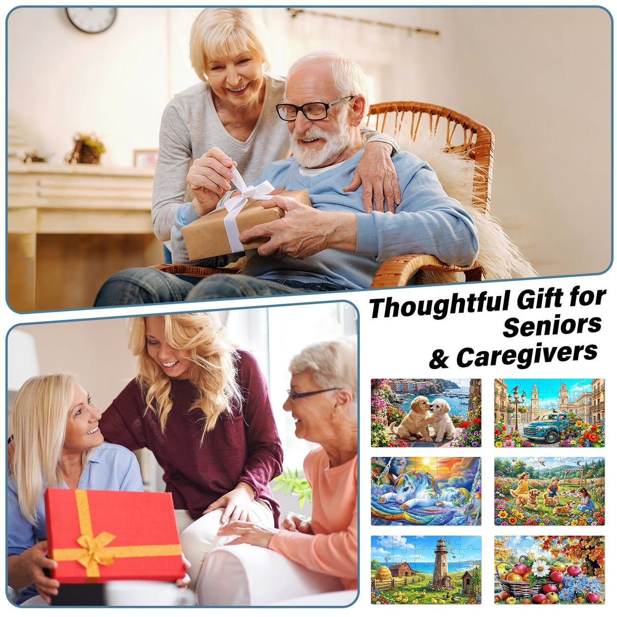 Large-piece jigsaw puzzle gift for seniors, grandparents, and caregivers
