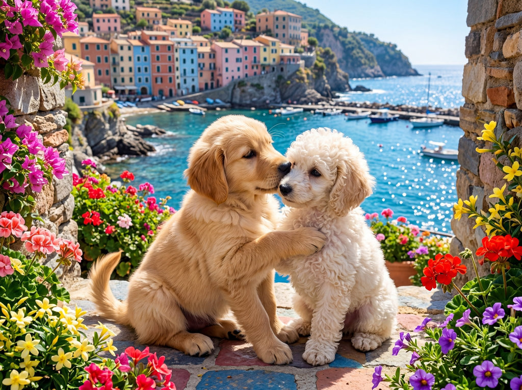 Puppies by the seaside easy puzzle for elderly adults