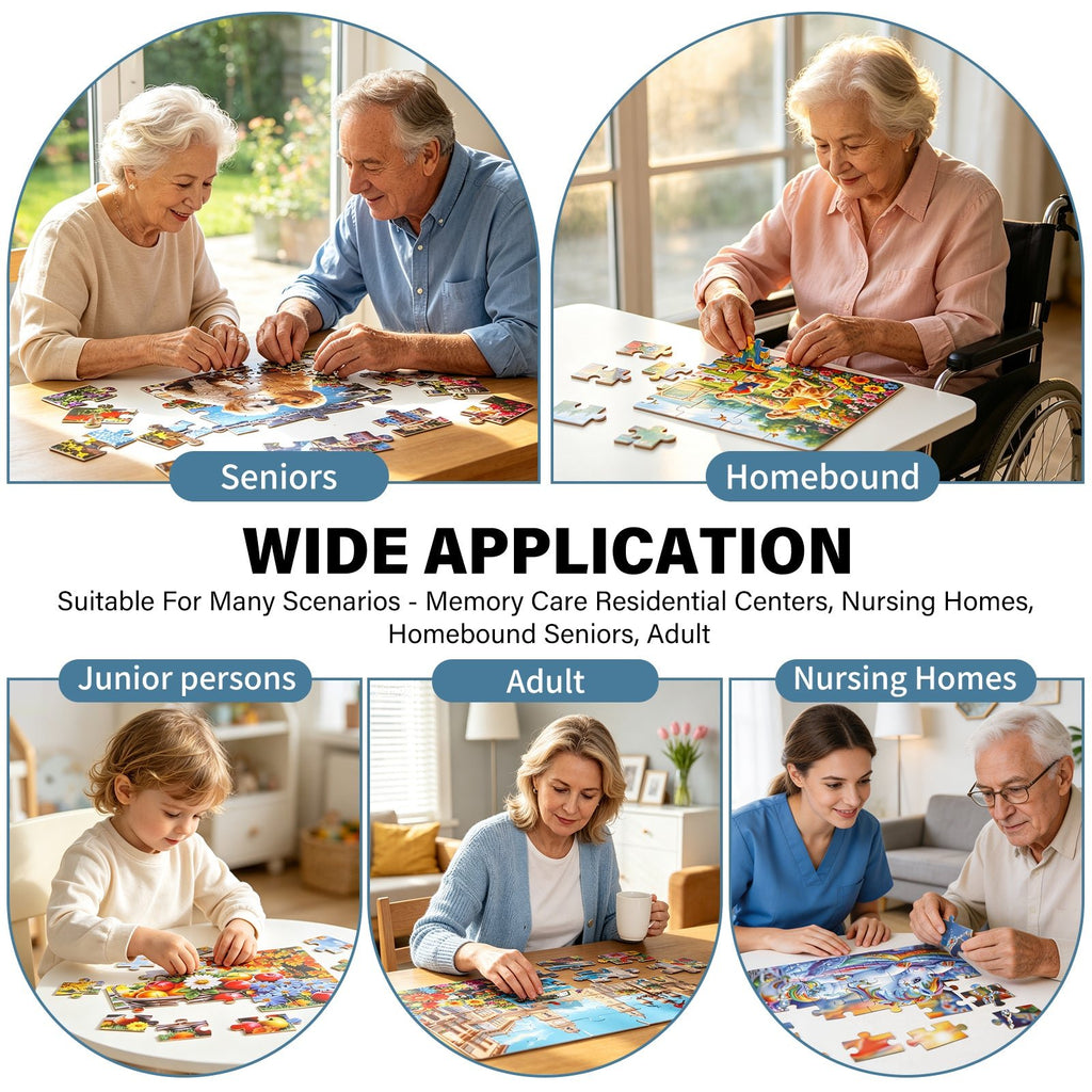 Puzzles for seniors, older adults, homebound users, and memory care activities
