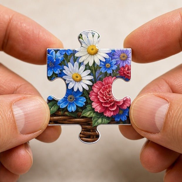 Hands demonstrating the firmness of a thick puzzle piece